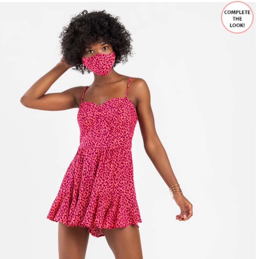 ❌ SOLD ❌ PINK CHEETAH PRINT BUSTIER ROMPER W/MASK